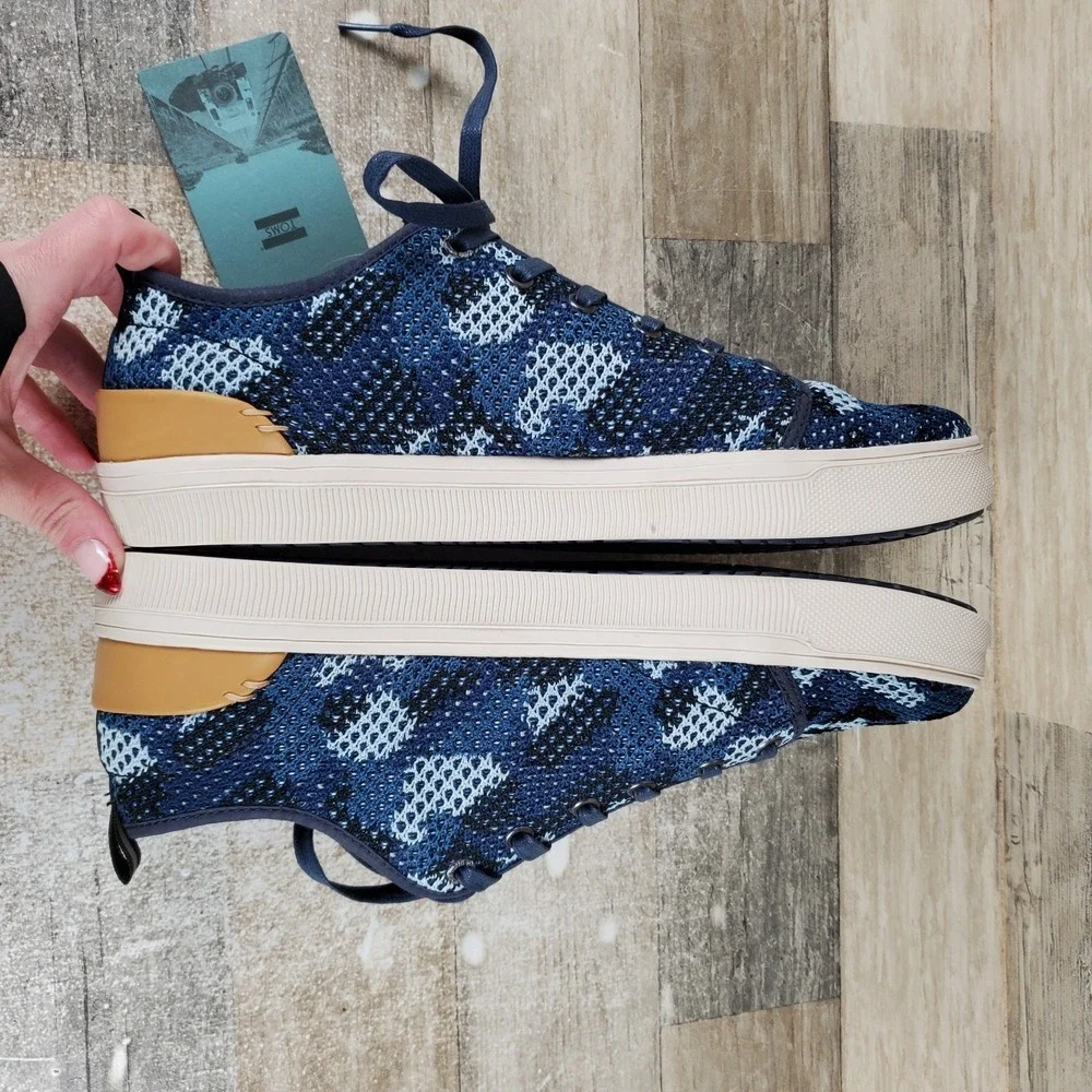 Toms Trvl Lite Low Mens Shoe Sz 12 Navy Flecktarn Camo Round Toe Casual Sneakers